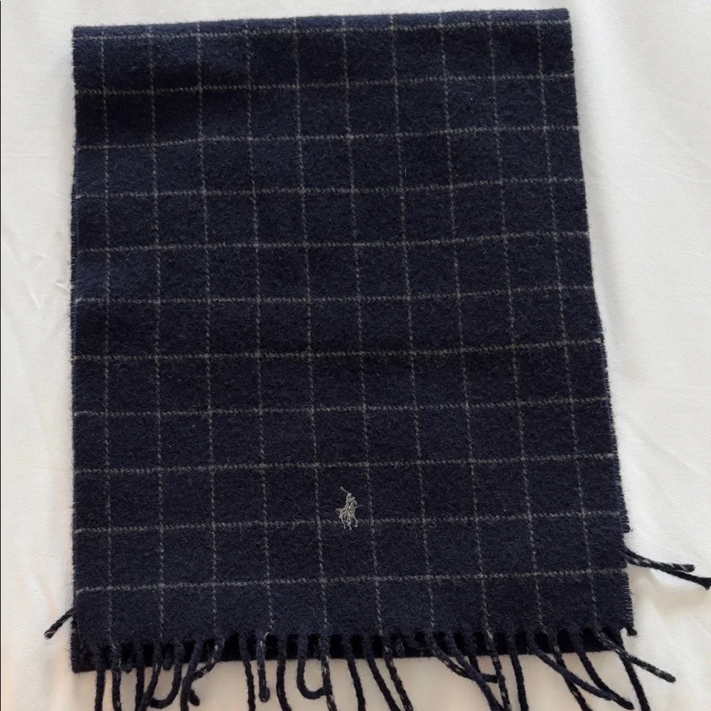 Polo by Ralph Lauren Dark Blue Grid Scarf